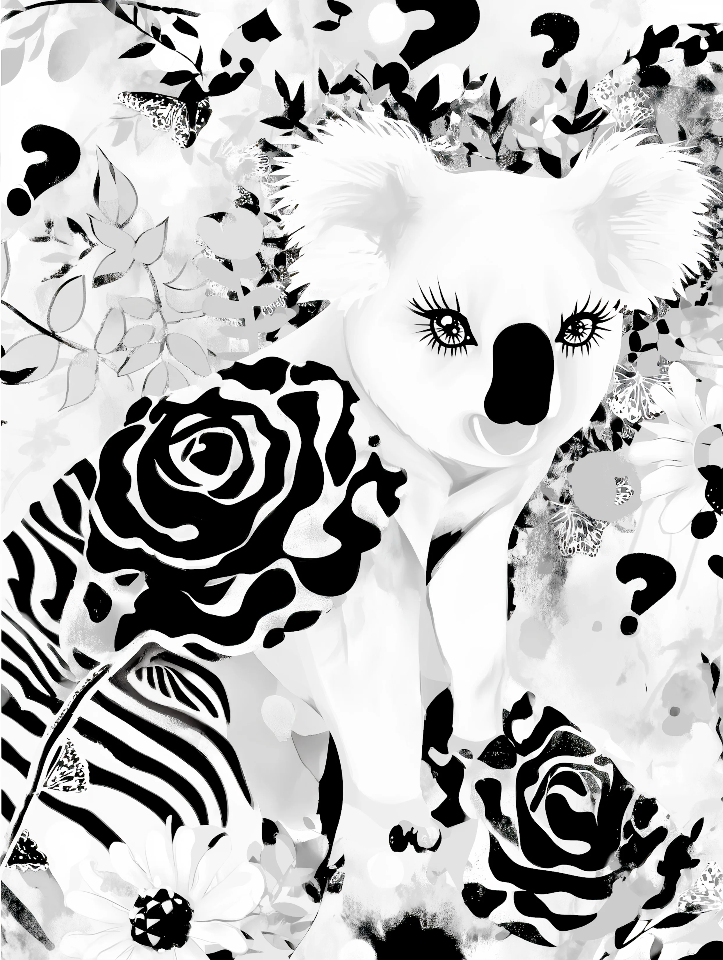 Free printable koala coloring page for adults featuring a koala yawning